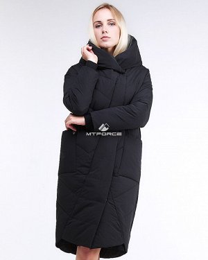 Женская зимняя молодежная куртка стеганная черного цвета 9105_01Ch
