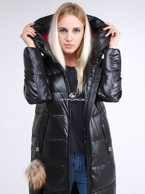 Женская зимняя молодежная куртка удлиненная черного цвета 9175_01Ch