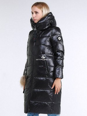 Женская зимняя молодежная куртка удлиненная черного цвета 9175_01Ch