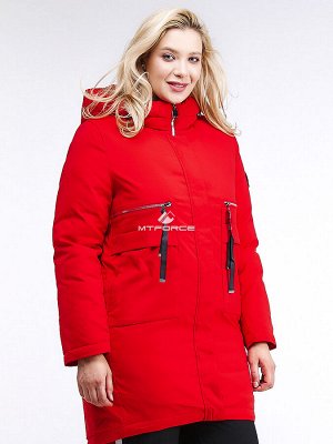 Женская зимняя молодежная куртка большого размера красного цвета 95-906_4Kr