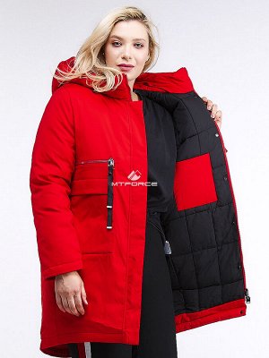 Женская зимняя молодежная куртка большого размера красного цвета 95-906_4Kr