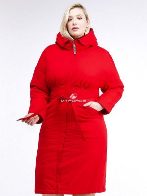 Женская зимняя классика куртка большого размера красного цвета 110-905_4Kr