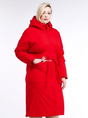 Женская зимняя классика куртка большого размера красного цвета 110-905_4Kr