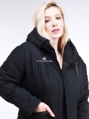Женская зимняя классика куртка большого размера черного цвета 110-905_701Ch