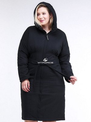 Женская зимняя классика куртка большого размера черного цвета 110-905_701Ch