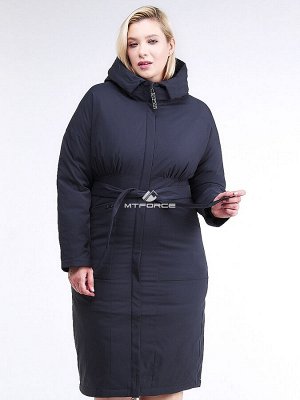 Женская зимняя классика куртка большого размера темно-синего цвета 110-905_18TS