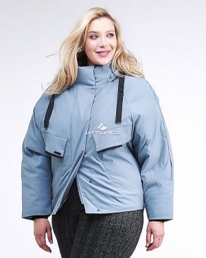 Женская зимняя классика куртка большого размера серого цвета 74-903_2Sr