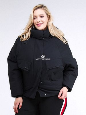 Женская зимняя классика куртка большого размера черного цвета 74-903_701Ch