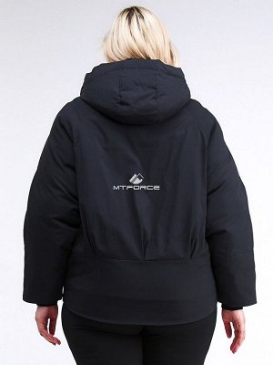Женская зимняя классика куртка большого размера черного цвета 74-903_701Ch