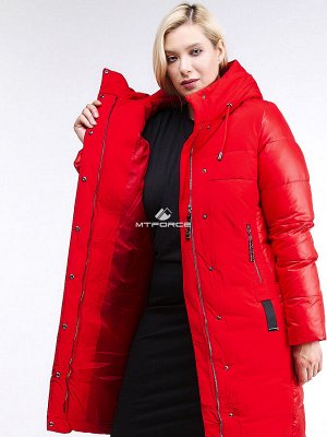 Женская зимняя классика куртка большого размера красного цвета 100-921_7Kr