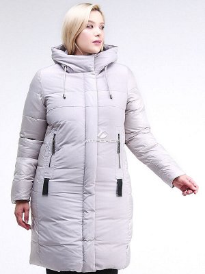Женская зимняя классика куртка большого размера серого цвета 100-921_46Sr