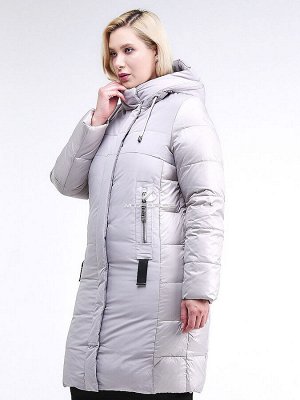 Женская зимняя классика куртка большого размера серого цвета 100-921_46Sr