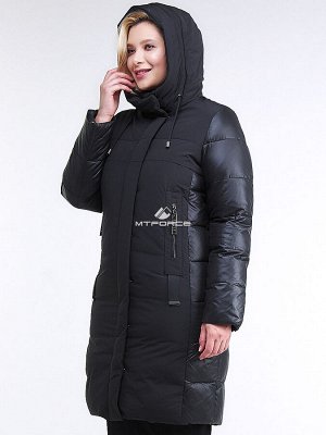 Женская зимняя классика куртка большого размера черного цвета 100-921_701Ch