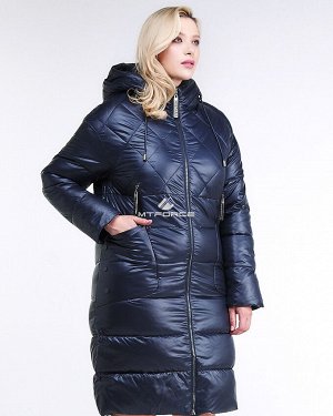 Женская зимняя классика куртка стеганная темно-синего цвета