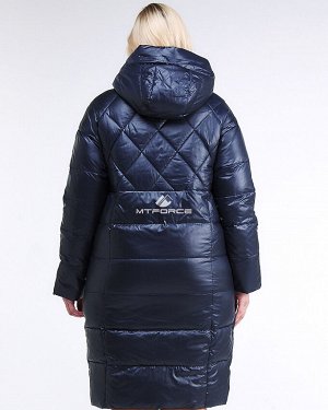 Женская зимняя классика куртка стеганная темно-синего цвета