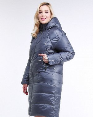 Женская зимняя классика куртка стеганная темно-серого цвета 105-918_25TC