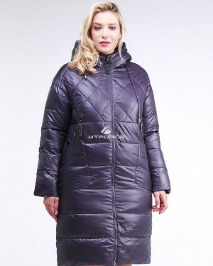 Женская зимняя классика куртка стеганная темно-фиолетового цвета 105-918_24TF