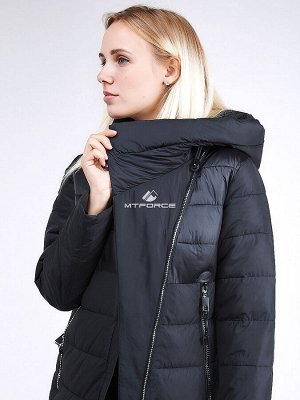 Женская зимняя молодежная куртка стеганная черного цвета