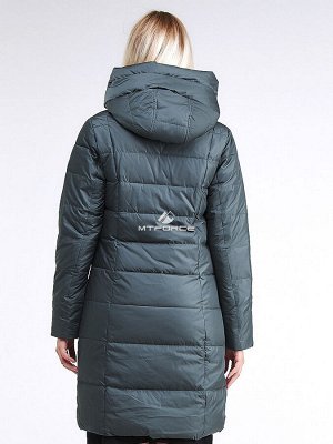 Женская зимняя молодежная куртка стеганная болотного цвета 870_06Bt