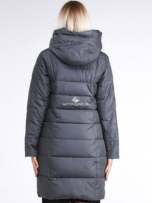 Женская зимняя молодежная куртка стеганная серого цвета