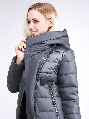 Женская зимняя молодежная куртка стеганная серого цвета 870_11Sr