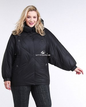 Женская зимняя классика куртка большого размера черного цвета 78-902_701Ch