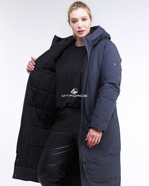 Женская зимняя классика куртка большого размера темно-синего цвета 112-919_123TS