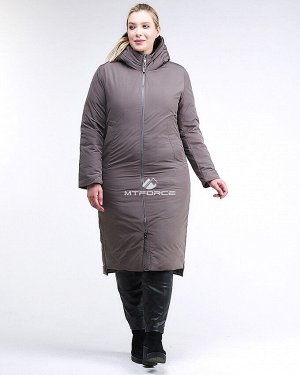 Женская зимняя классика куртка большого размера коричневого цвета