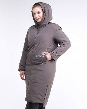 Женская зимняя классика куртка большого размера коричневого цвета 112-919_48K