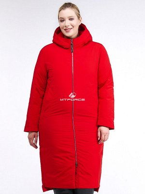 Женская зимняя классика куртка большого размера красного цвета 112-919_7Kr