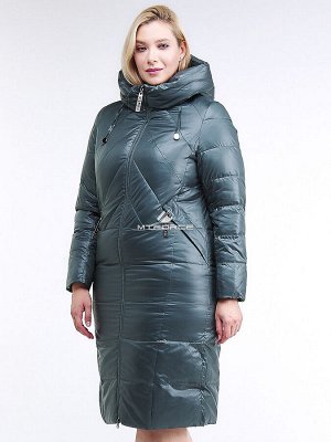 Женская зимняя классика куртка большого размера темно-зеленного цвета