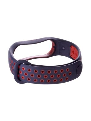 Ремешок Luazon для фитнес-браслета Mi Band 5/6/7, с перфорацией, чёрно-красный