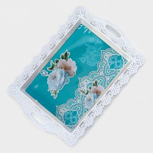 Поднос пластиковый прямоугольный «Ажурная кайма», 35x24x2 см, цвет МИКС