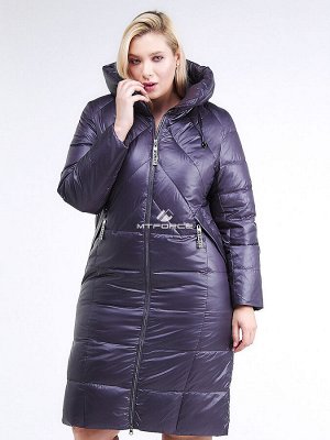 Женская зимняя классика куртка большого размера темно-фиолетового цвета 108-915_24TF