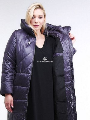 Женская зимняя классика куртка большого размера темно-фиолетового цвета