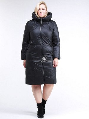 Женская зимняя классика куртка большого размера черного цвета 108-915_701Ch
