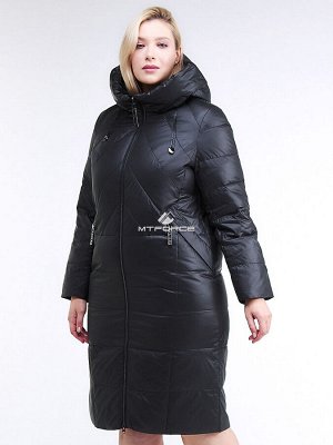 Женская зимняя классика куртка большого размера черного цвета 108-915_701Ch