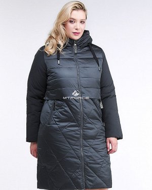 Женская зимняя классика куртка большого размера темно-зеленного цвета 100-916_150TZ