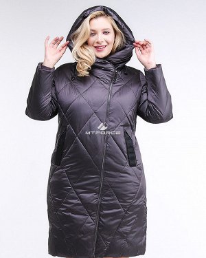 Женская зимняя классика куртка большого размера темно-серого цвета 105-917_58TC