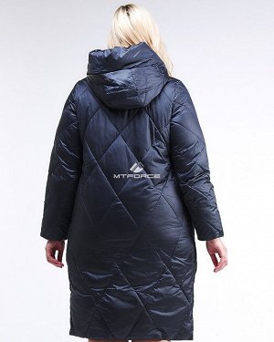 Женская зимняя классика куртка большого размера темно-синего цвета 105-917_84TS