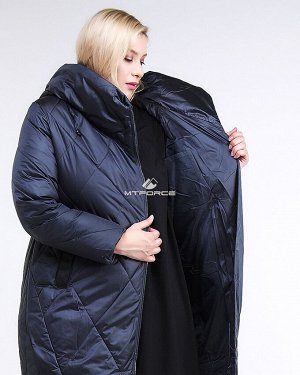 Женская зимняя классика куртка большого размера темно-синего цвета 105-917_84TS