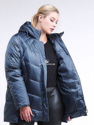 Женская зимняя классика куртка большого размера синего цвета