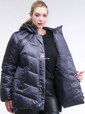Женская зимняя классика куртка большого размера темно-фиолетового цвета