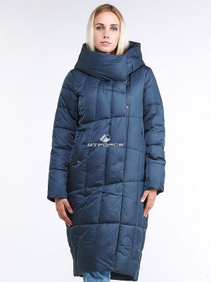 Женская зимняя молодежная куртка стеганная темно-синего цвета 9163_20TS