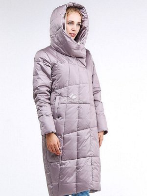 Женская зимняя молодежная куртка стеганная бежевого цвета 9163_12B