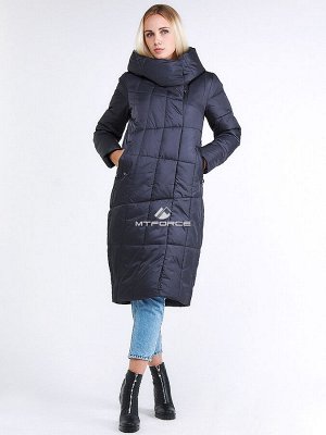 Женская зимняя молодежная куртка стеганная темно-серого цвета 9163_29TC