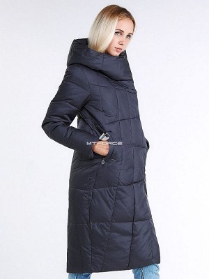 Женская зимняя молодежная куртка стеганная темно-серого цвета 9163_29TC
