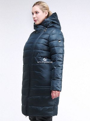 Женская зимняя классика куртка с капюшоном болотного цвета 1968_20Bt