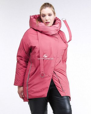 Женская зимняя молодежная куртка большого размера персикового цвета