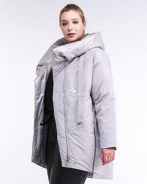 Женская зимняя молодежная куртка большого размера серого цвета 90-911_46Sr